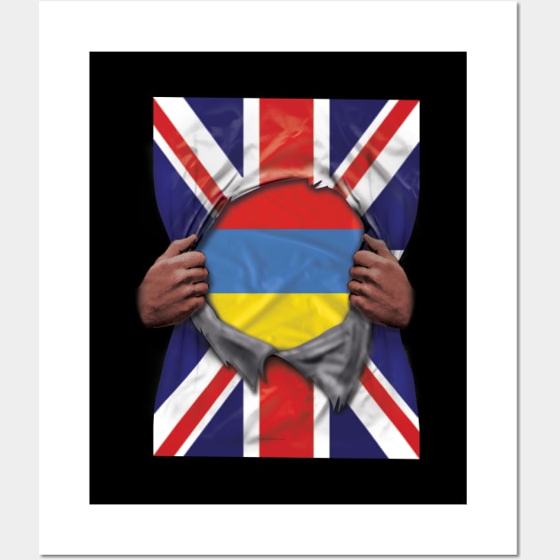 Armenia Flag Great Britain Flag Ripped - Gift for Armenian From Armenia Wall Art by Country Flags